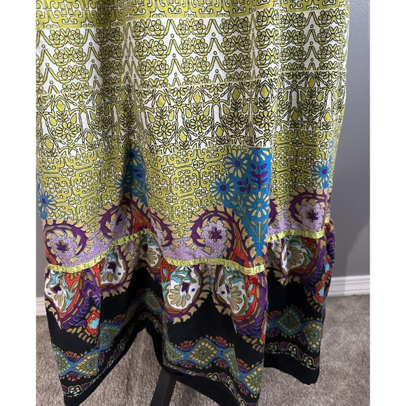 Planet Gold Womens Sz L Multicolored Peasant Skirt Pull on Elastic Waist Maxi - Picture 2 of 7